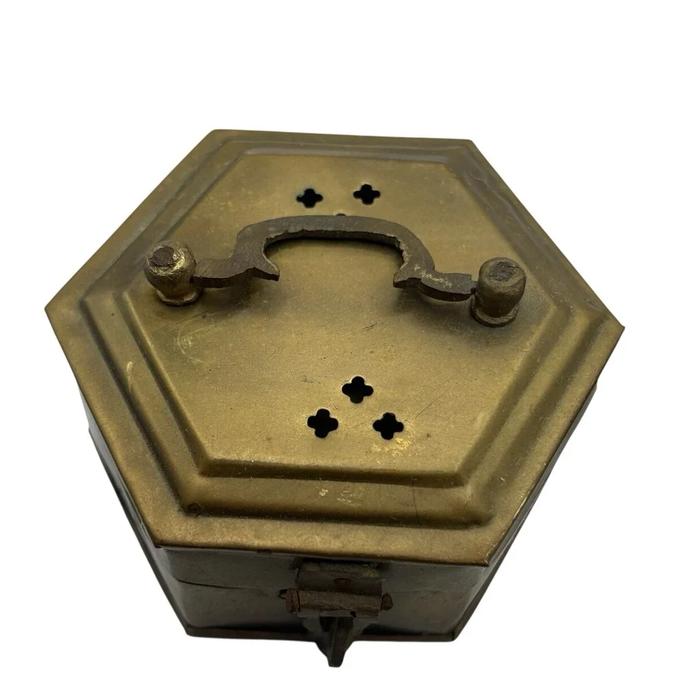 2 VTG‎ Brass Oriental Cricket Box Cage Metal Stash Asian Incense Potpourri India